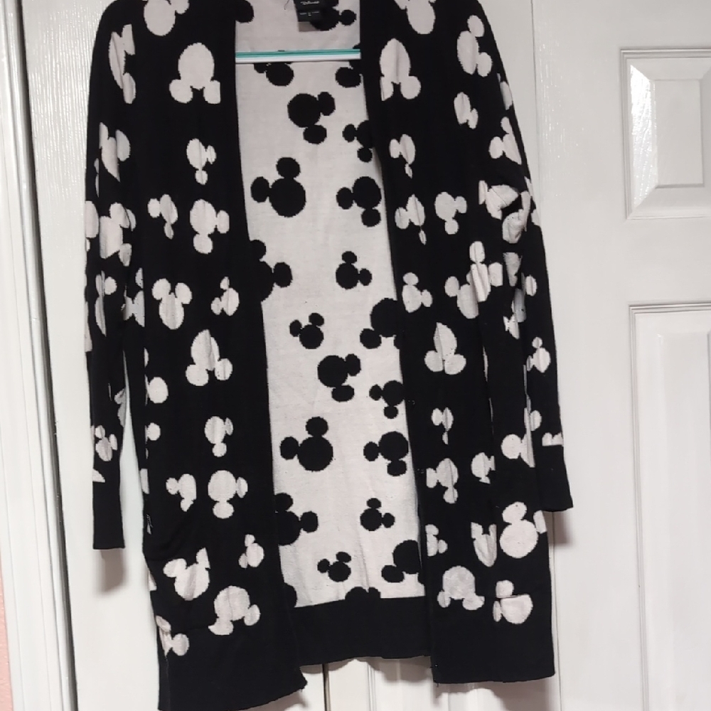 Disney Black and White Mickey Mouse Pattern Cardigan